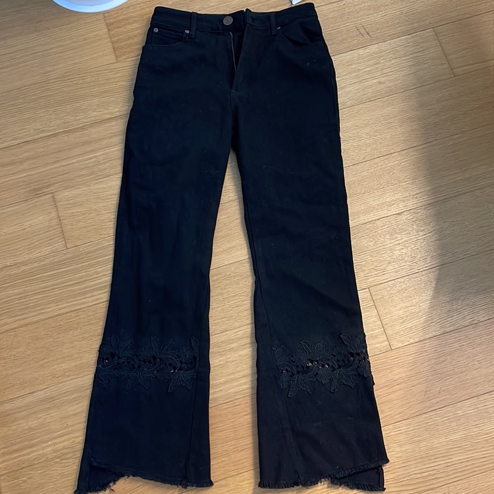 Sandro black jeans with hollow cut flares NWT